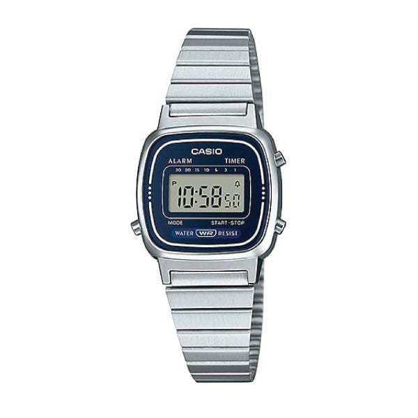Casio Digital Watch – Stainless-Steel Case, Blue Dial & Bracelet | LA670WA-2DF