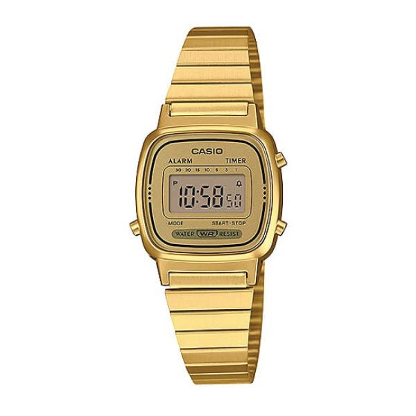 Casio Digital Watch – Gold Case, Champagne Dial & Gold Bracelet | LA670WGA-9DF