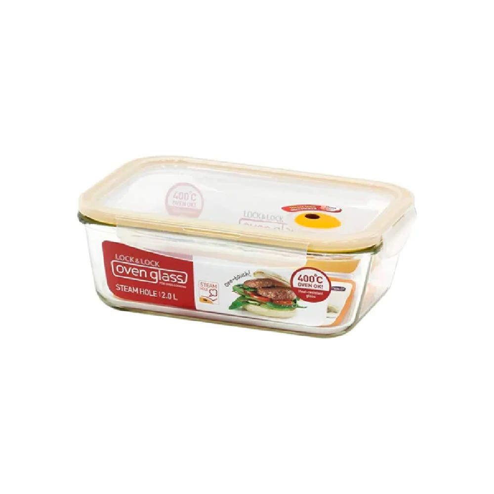 LocknLock Ovenglass Euro Steam Hole Rectangular 1400ML | LLG234T