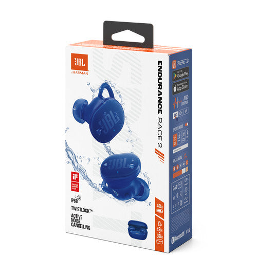 سماعات أذن JBL Endurance Race 2 رياضية لاسلكية حقيقية باللون الأزرق | JBLENDURANCERACE2BLU