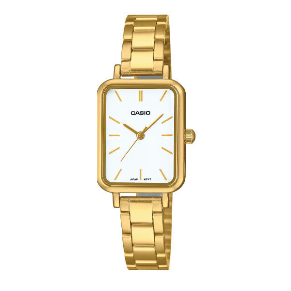 Casio LTP-V009G-7EUDF Analog Watch - White Dial - Gold Bracelet | LTP-V009G-7EUDF