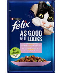 Felix As Good As It Looks طعام للقطط في كيس بالتروت والفاصوليا الخضراء 85 جم | 206503