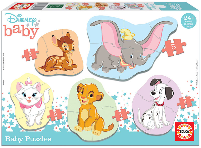 EDUCA Disney Baby Puzzles - 5 Character Toddler Puzzle Set (Real Size Pieces) | 18591