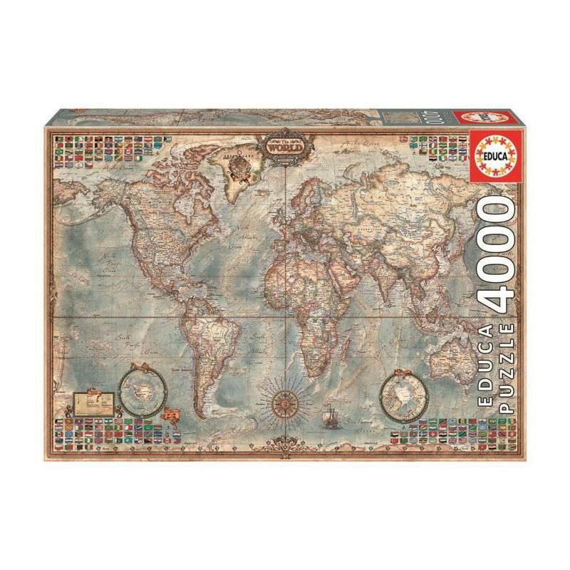 Educa 14827 - Vintage World Map Puzzle (4000 Pieces) | 14827