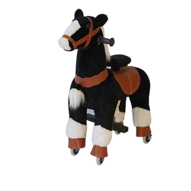 Ride-On Pony Horse Toy with Wheels - Size S Black & White Plush | PF2020-1B