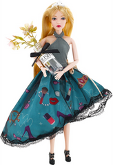 Emily Fashion Doll with Teal Printed Dress & Accessories | QJ100A