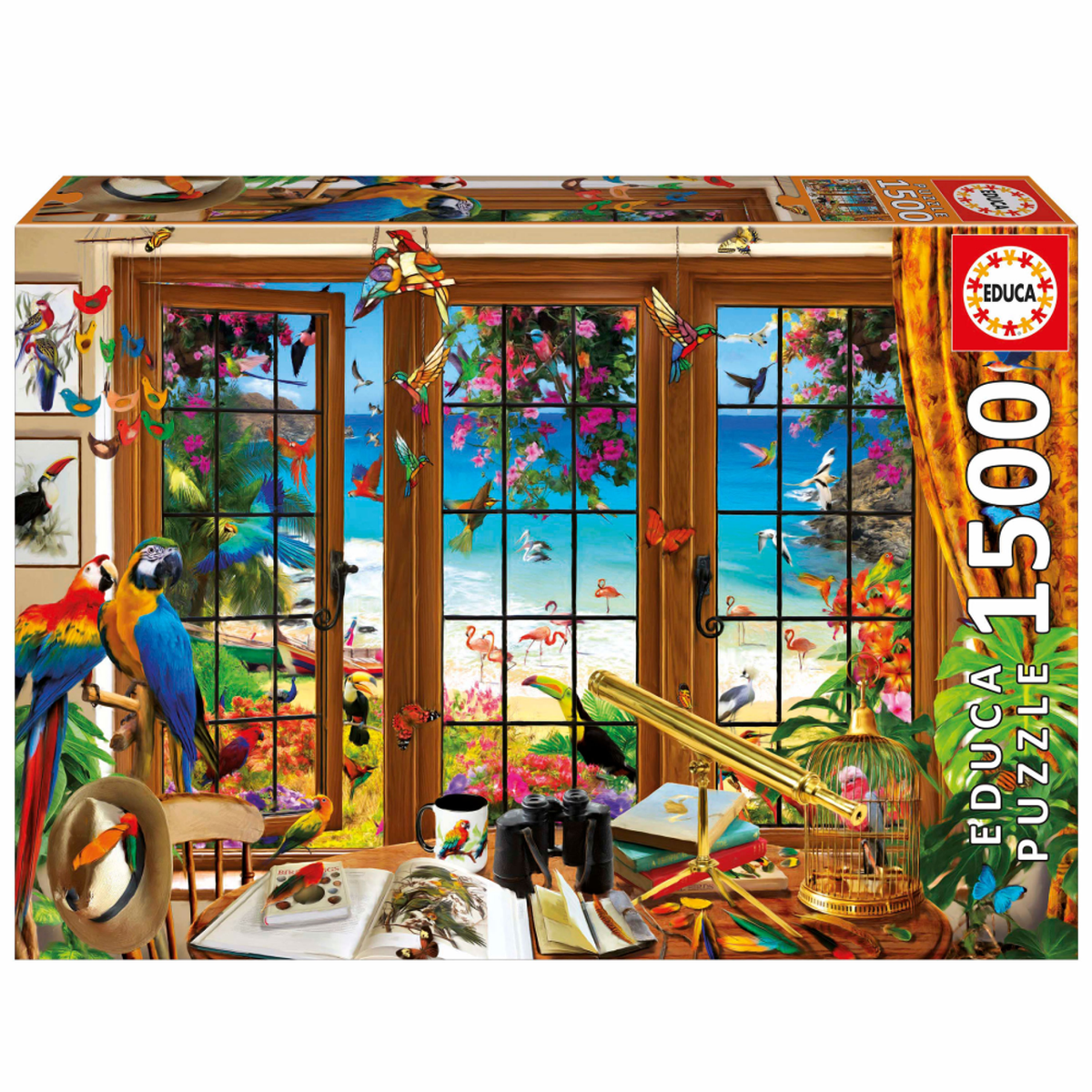 Educa 20333 - Tropical Window View with Birds 1500-Piece Jigsaw Puzzle | 20333