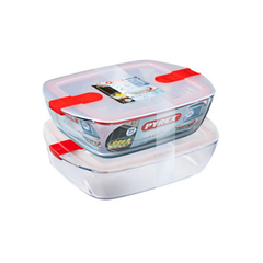 PYREX Cook & Heat 2-Piece Glass Rectangular Roaster Set - With Lids