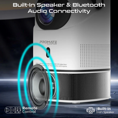 Promate 4K Ultra HD Wireless LCD Projector with Built-In Speaker & Monopod Stand | BEAMER-A250.EU
