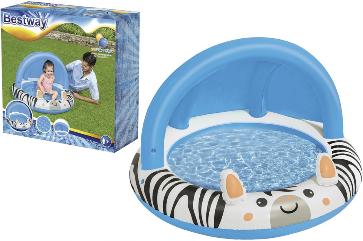 Bestway Inflatable Zebra Baby Pool with Canopy 97×66 cm | P-52559