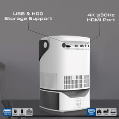 Promate 4K Ultra HD Wireless LCD Projector with Built-In Speaker & Monopod Stand | BEAMER-A250.EU