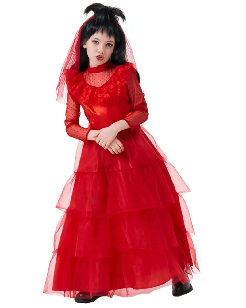 Red Bride Costume (Dress, Veil) - Small Size | 098979