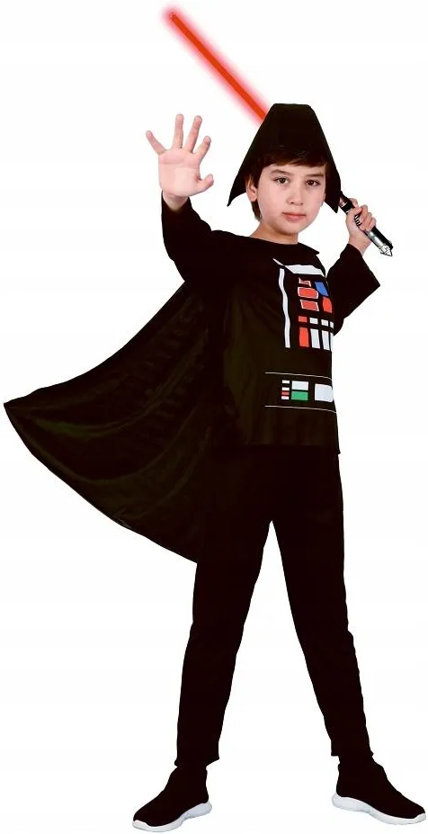 Black Knight Costume (Shirt, Pants, Cape, Headpiece) - Small Size (110–120 cm) | 091418