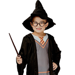 School Wizard Boys Costume (Shirt, Pants, Robe, Hat) - Medium Size | 091838