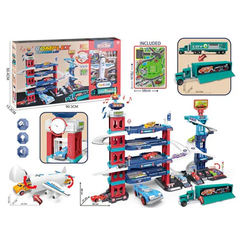 Mega Complex Parking Garage Playset with Airplane, Transport Truck, Music & Lights - Multi-Level City Parking Lot | 660-S15
