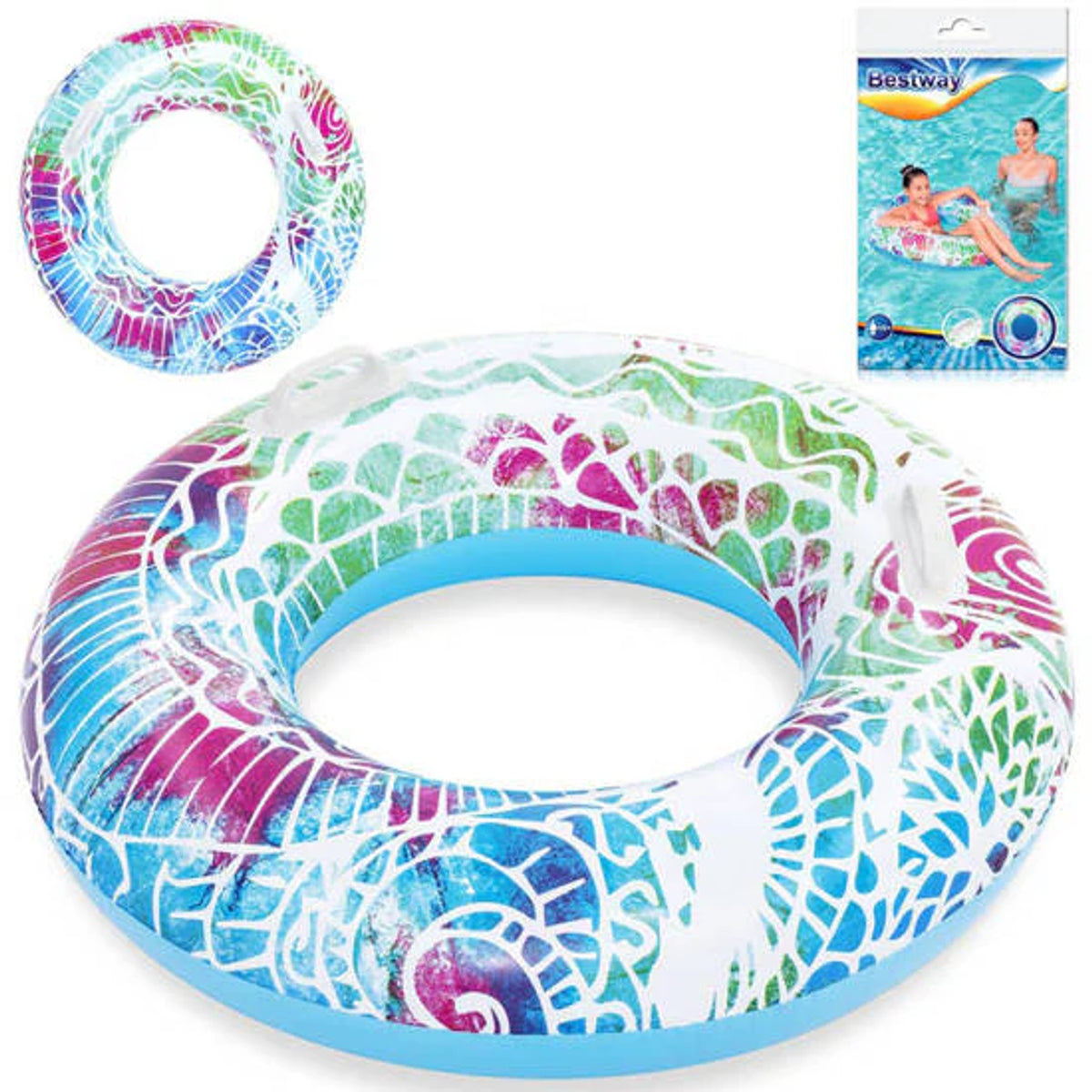 Bestway Inflatable Swim Ring - Blue Pattern Design | P-36084
