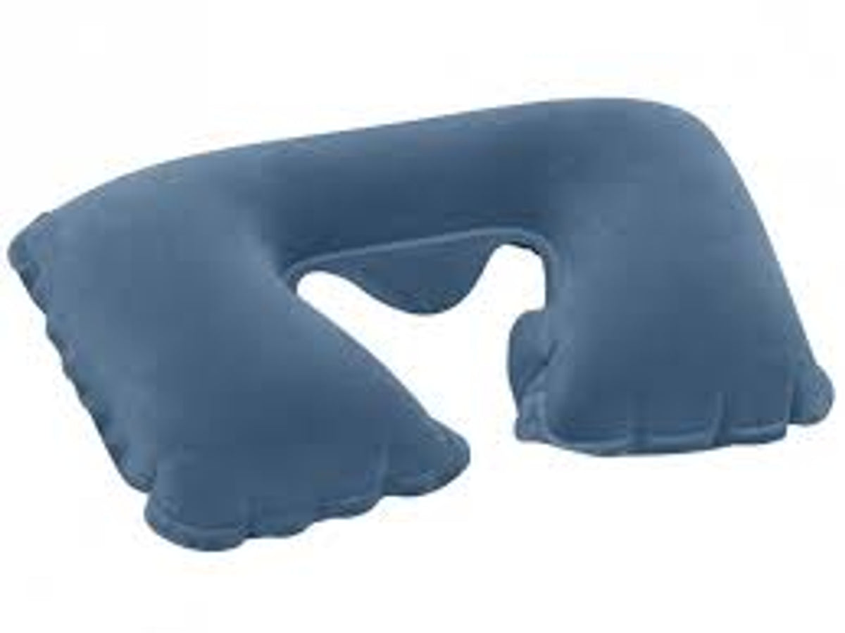 Bestway Inflatable Neck Cushion Blue - 37 × 24 × 10 cm - Soft Flocked Travel Pillow | P-67006