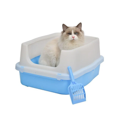 Cat Litter Box with Shovel - Blue