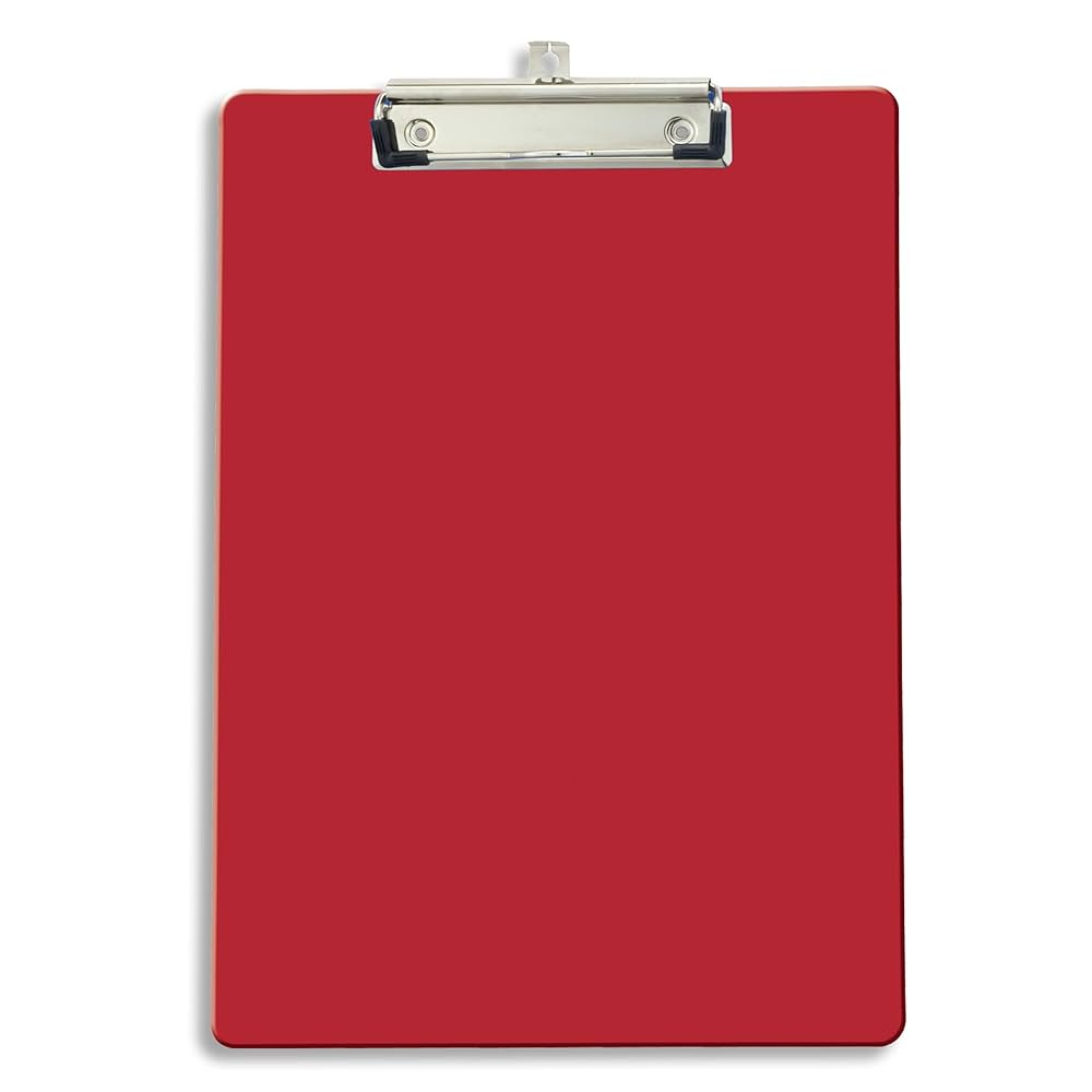 A5 Portable Clipboard Writing Board with Metal Spring Clip — Red