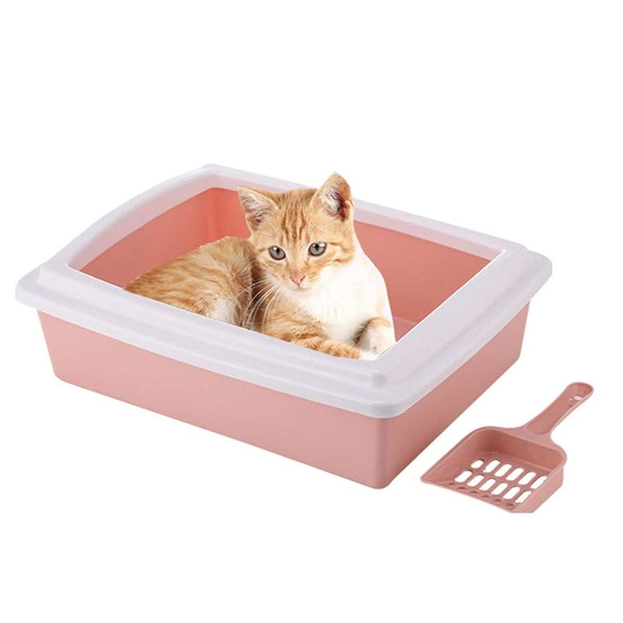 Cat Litter Box with Shovel - Pink