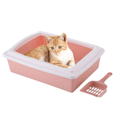 Cat Litter Box with Shovel - Pink