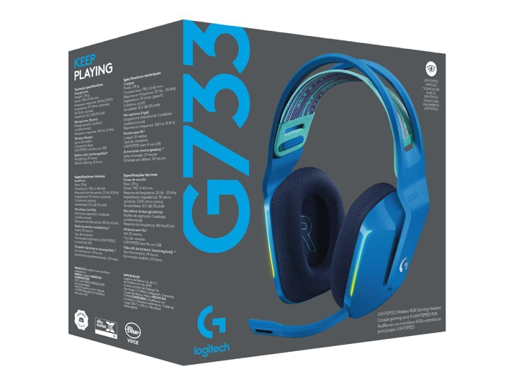 Logitech G733 Blue LIGHTSPEED Wireless Gaming Headset | 981-000943