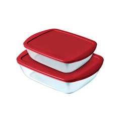 PYREX Cook & Store Set of 2 Dishes - 215P & 216P with Red Lid | 913S659