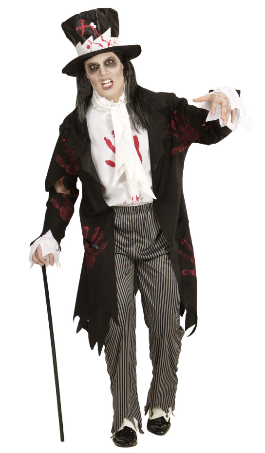 Zombie Groom Costume (Tailcoat, Shirt, Pants, Scarf & Top Hat with Hair) | 05942