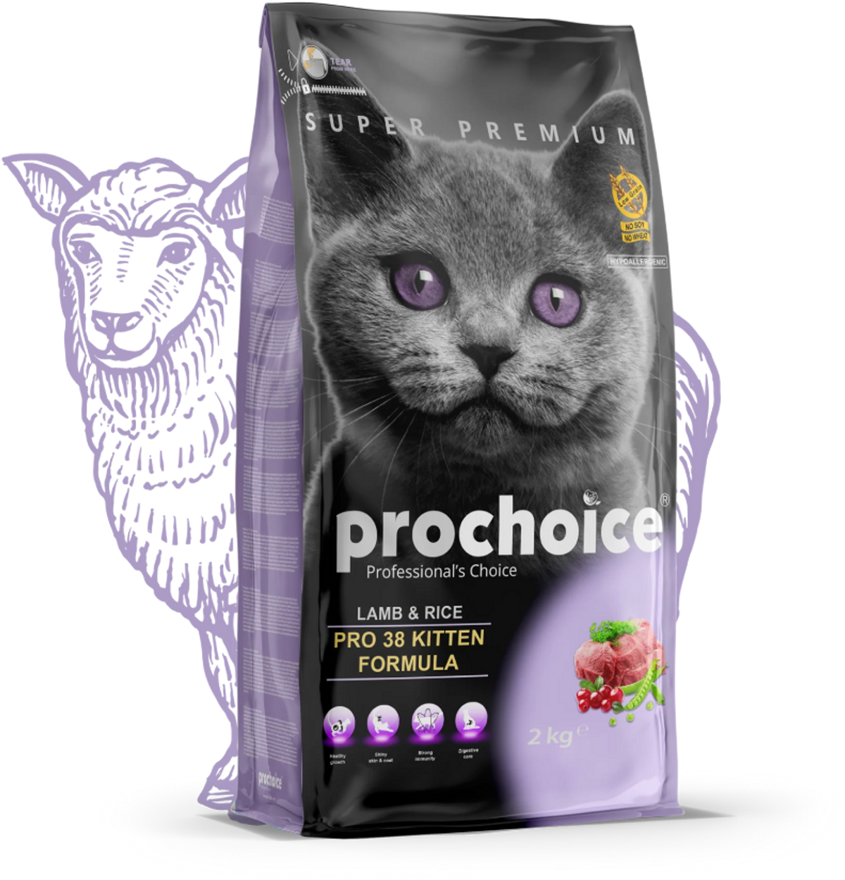 Prochoice Cat Pro 38 Kitten Lamb + Rice 2 Kg | P4603