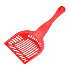 Cat Litter Shovel - Durable Plastic Scoop with Handle for Easy Cleaning - Red