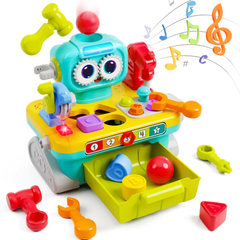 Hola 9-in-1 Robot Workbench Toy - Educational Tool Set with Drill, Saw, Hammer & Shape Sorter | HA8975