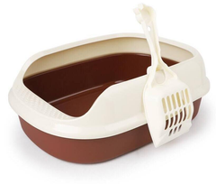 Cat Litter Box with Shovel – Brown