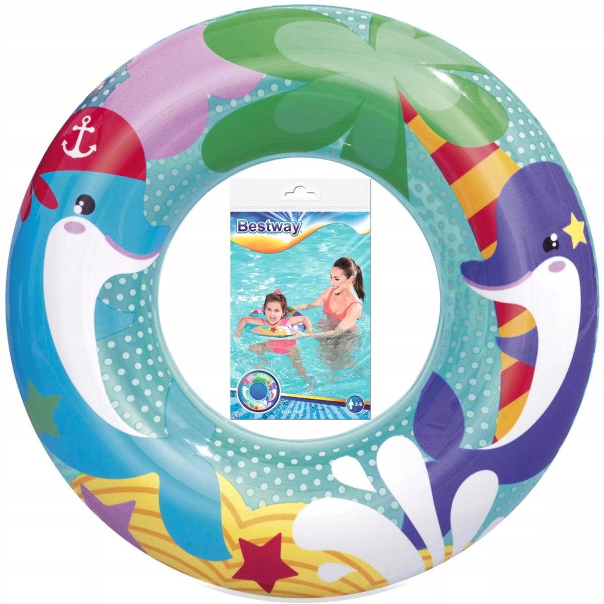 Bestway Inflatable Swim Ring – Dolphin & Anchor Design | P-36113
