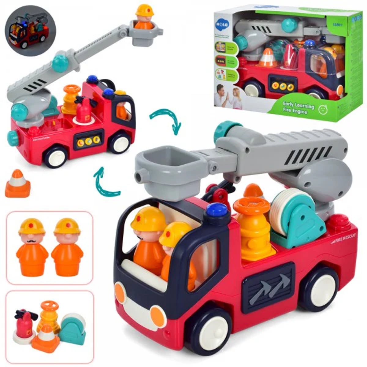 Hola Early Learning Fire Engine - Educational Toddler Fire Truck with Figures & Accessories | E9998