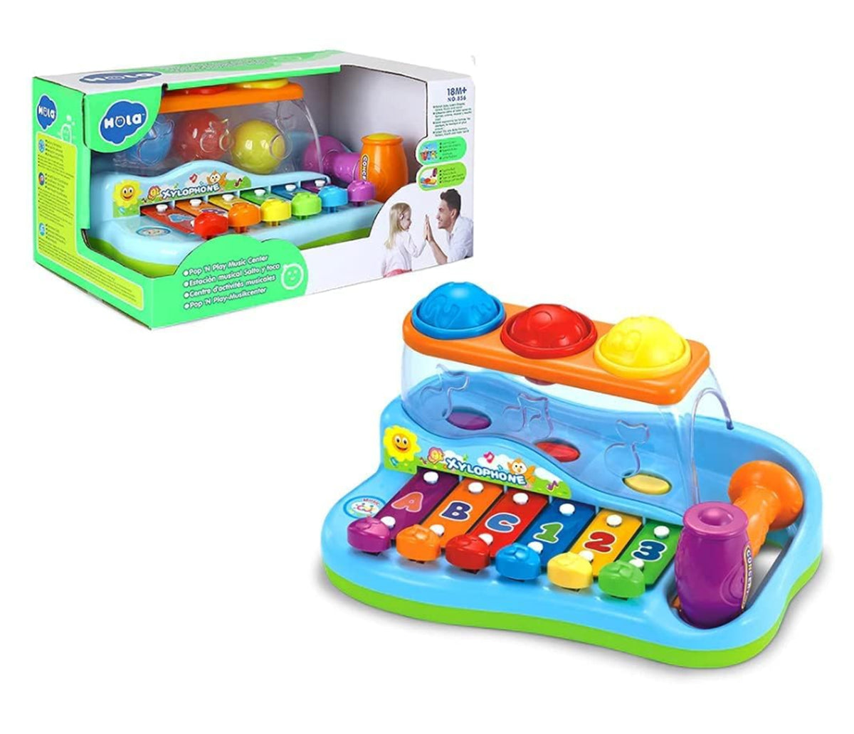 Hola Xylophone Ball Drop Toy with Hammer - Musical Learning Activity | 856