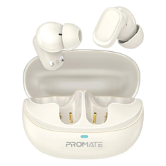 Promate Wireless Earbuds BT with Charging Case High Definition, White| LUSH-PRO.WHITE