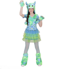 Monster Girl Costume (Dress, Hat, Gloves & Chaps) - Green | 0159V