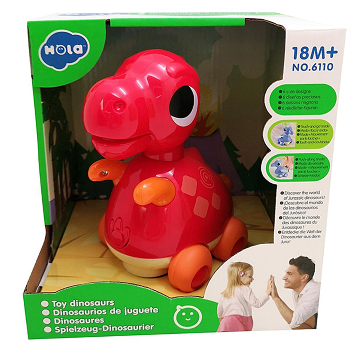 Mola Dinosaur Rolling Toy – Toddler Push & Roll Figure - Red | 6110