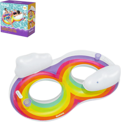 عوامة حمام سباحة Bestway Rainbow المزدوجة القابلة للنفخ مع مساند رأس على شكل سحابة | P-43648