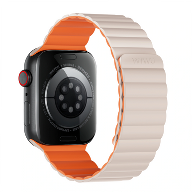 WiWU Magnetic Silicone Watch Band 38/40/41 for iWatch - Starlight + Orange | WI-WB001