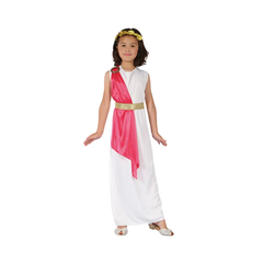 Girls Roman Costume (Dress with Drape, Gold Trim, Medallion, Headpiece) - Medium Size (120-130 cm) | 98647