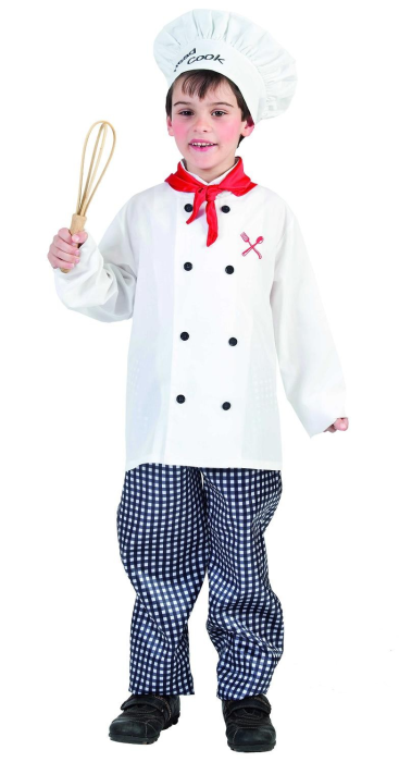 Chef Costume for Boys (Shirt, Pants, Scarf, Hat) – Small Size | 881288