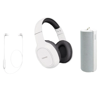 Toshiba Audio 3-in 1 Package (Headphones + earphones + Speaker) - White | 3P19-W