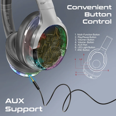Promate Transtune ANC Wireless Headphones with RGB - Silver