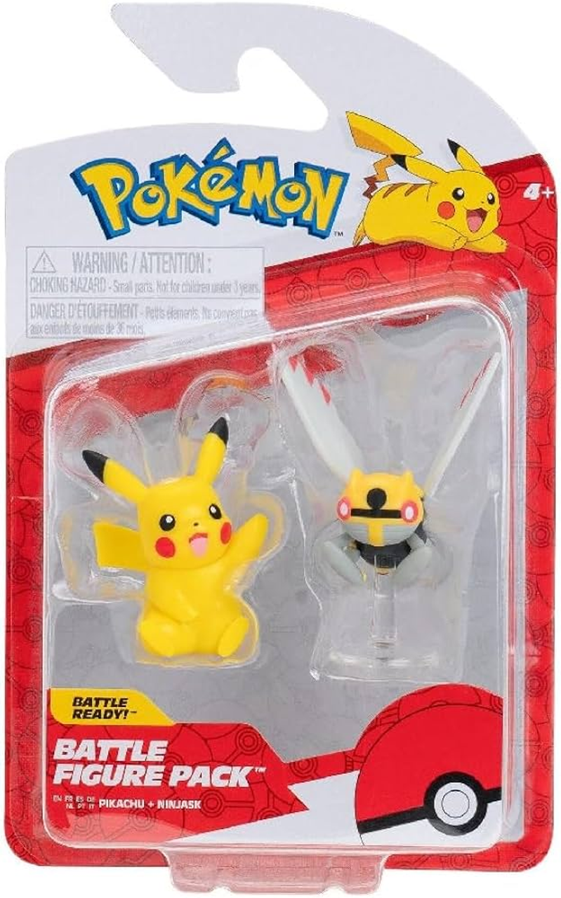 Pokemon Battle Figure Pack - Ninjask & Pikachu Official Detailed Figures 5 cm Each | PKW3576