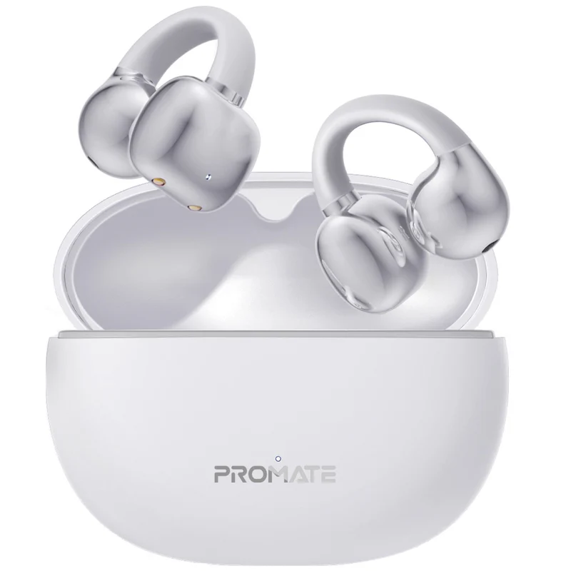 Promate Wireless Earbuds BT with Charging Case Open-Ear Clip-On - White | AIRCLIP.WHITE