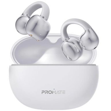 Promate Wireless Earbuds BT with Charging Case Open-Ear Clip-On - White | AIRCLIP.WHITE