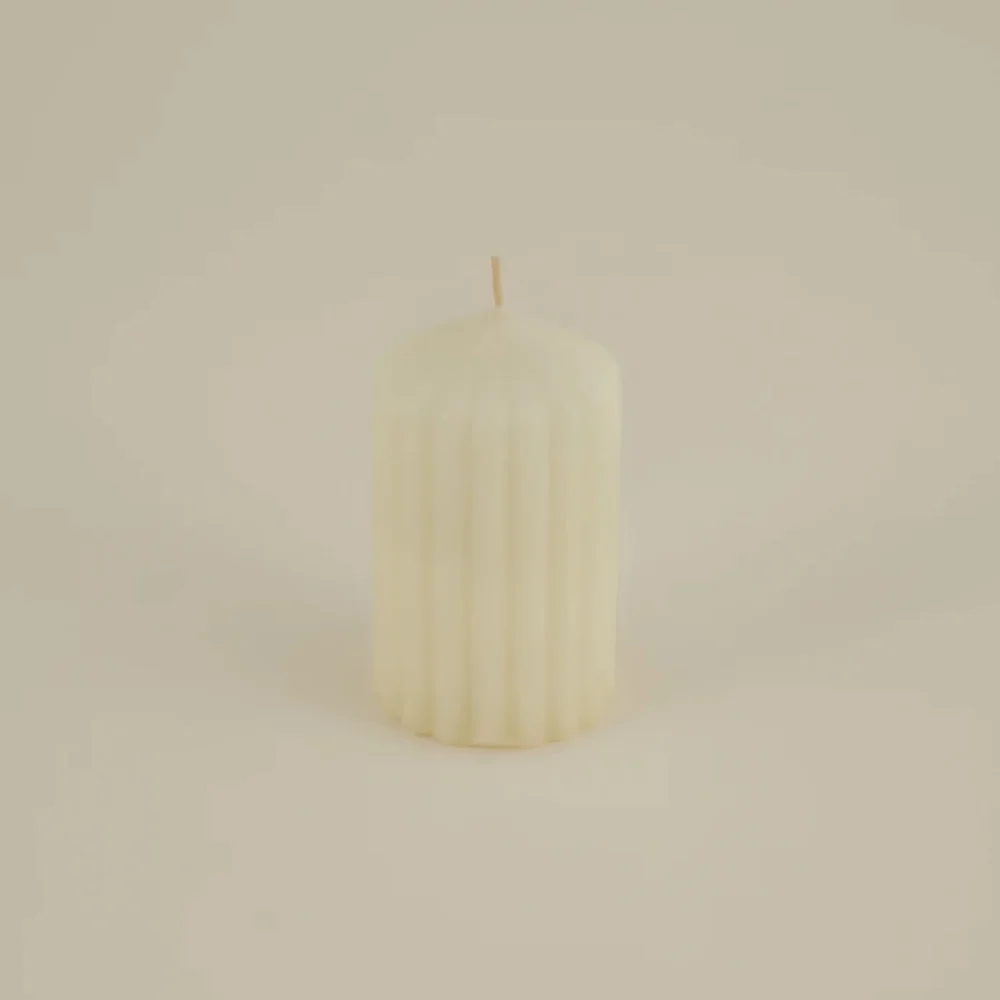 Karaca Home Stripped Pillar Candle Ecru | 8680214388594