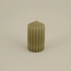 Karaca Home Stripped Pillar Candle [Green] | 8680214388617