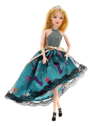 Emily Fashion Doll with Teal Printed Dress & Accessories | QJ100A